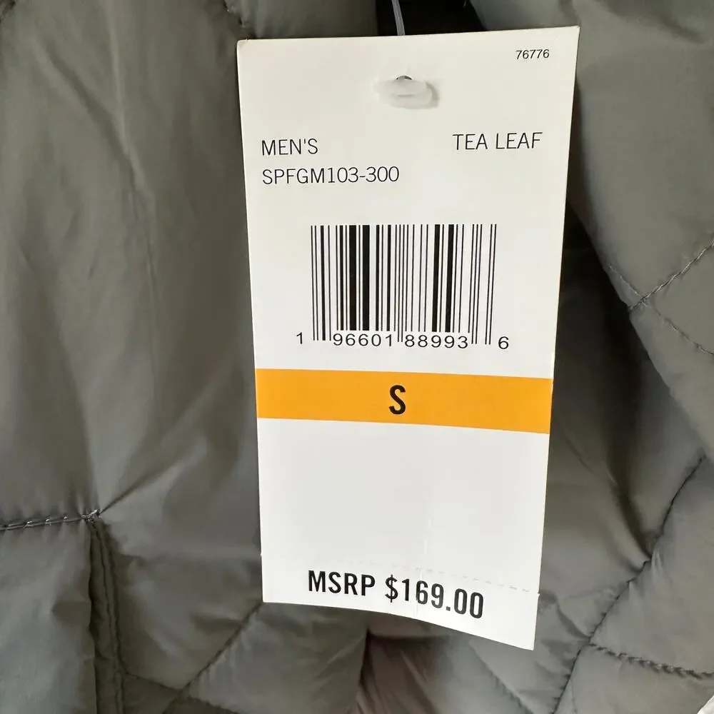 SPYDER Mens Quilted Bomber Jacket $169 NEW Size Small Tea Leaf Normcore Dadcore